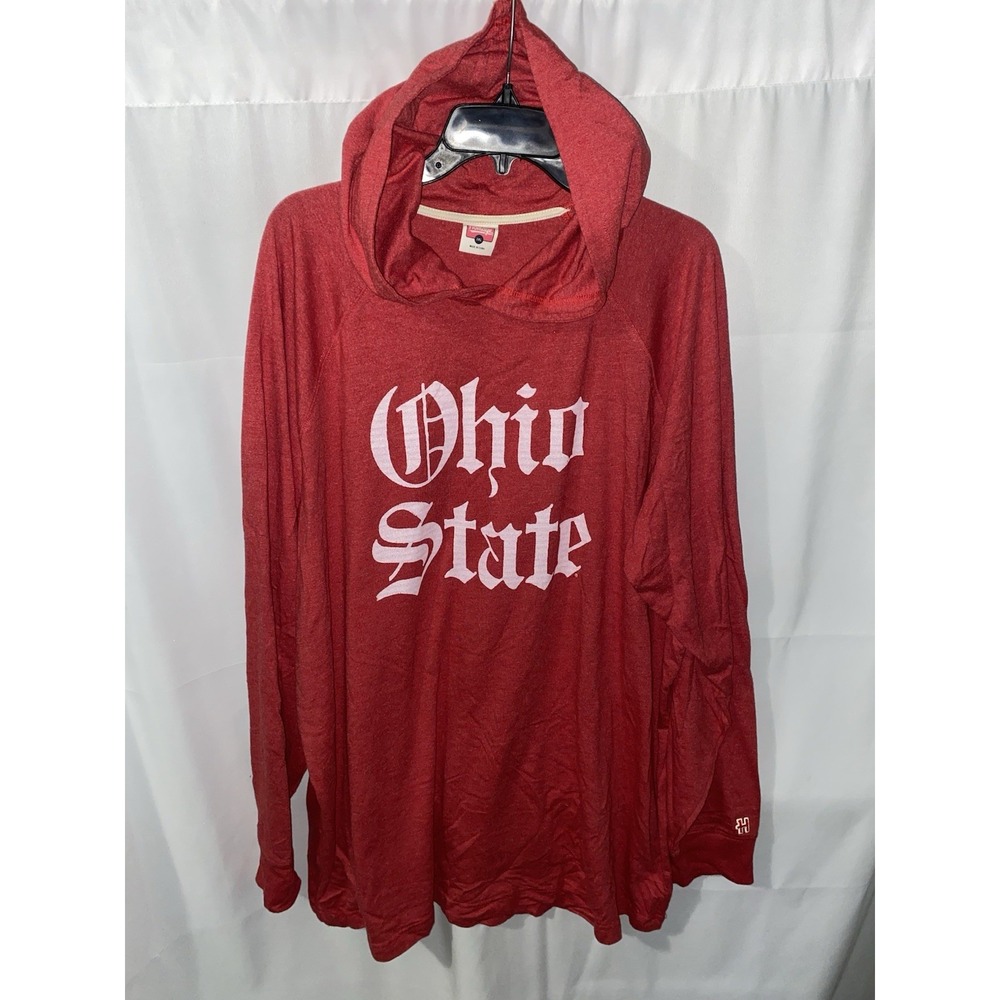 Homage Ohio State University Buckeyes Red Hooded Long Sleeve Shirt 3XL
